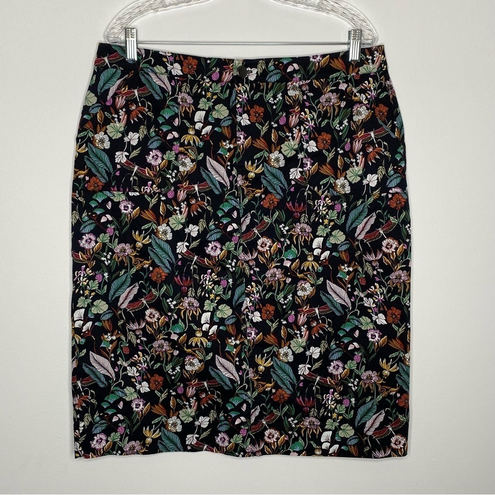 Christopher & Banks Floral Midi Pencil Skirt